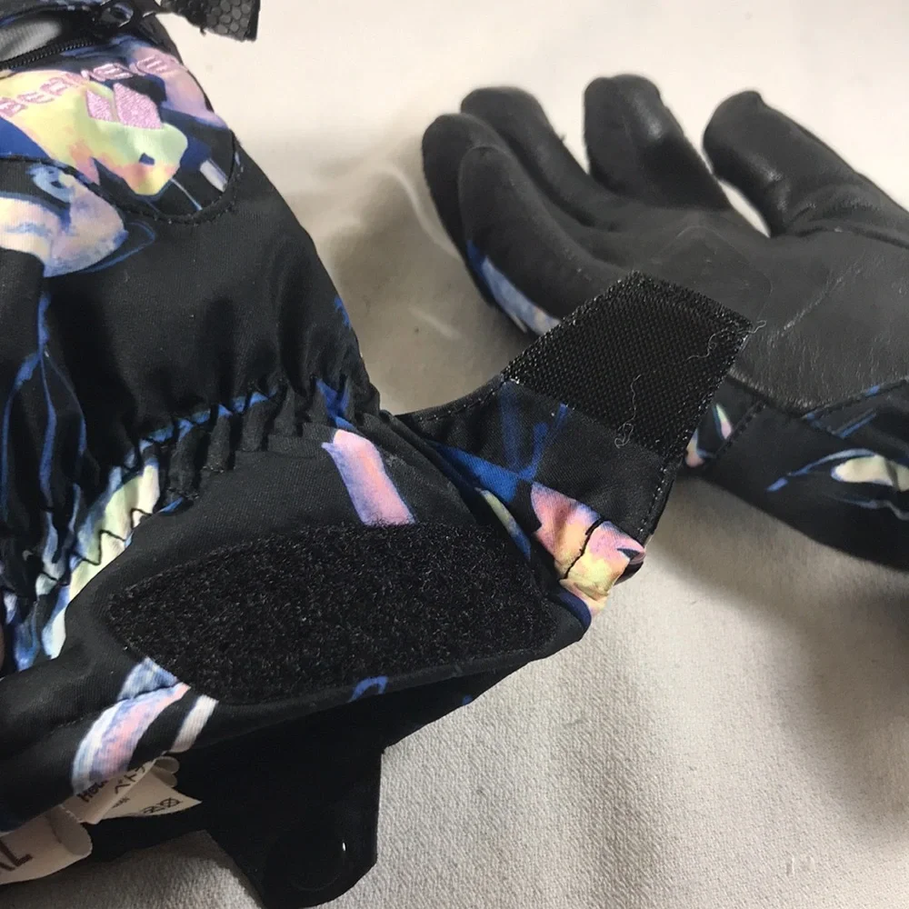 Obermeyer Teen Lava Black and Multicolor Ski Gloves Size XL